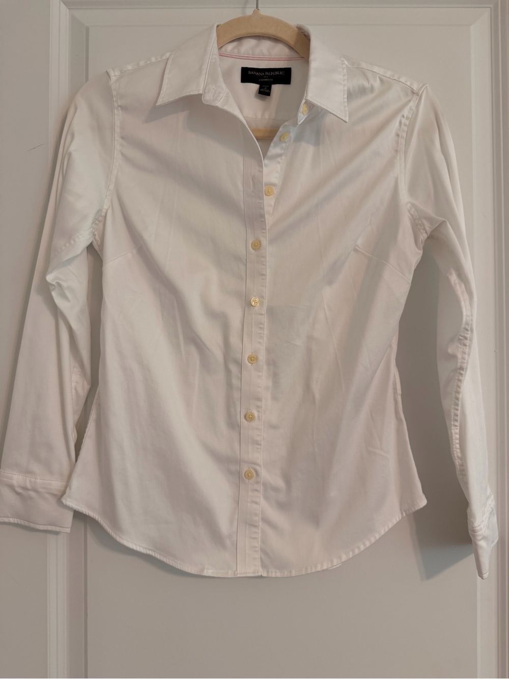 Banana Republic White Tailored Fit Button Down Shirt Petite 2